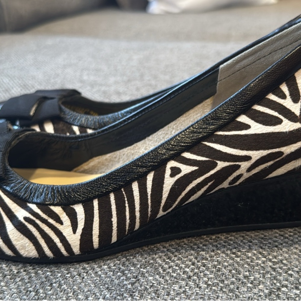 NEW! Cole Haan Zebra-Print Wedge Shoes in Black and White size 7.5